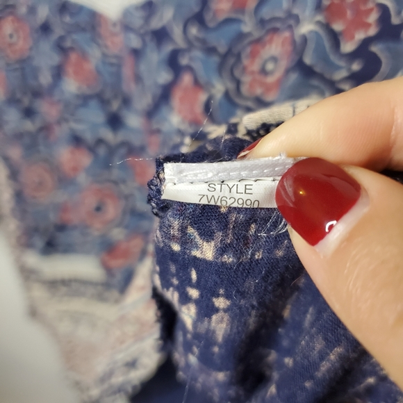 Lucky Brand Floral Woodblock Print Peasant Blouse - Picture 11 of 16